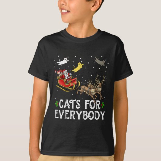 Cats For Everybodyクリスマス猫おもしろいクリスマスWomen Sa Tシャツ (正面)