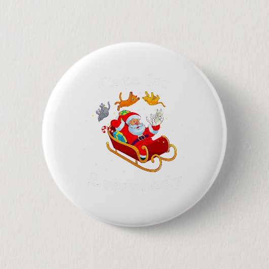 Cats for Everybodyクリスマス猫好き 缶バッジ (正面)