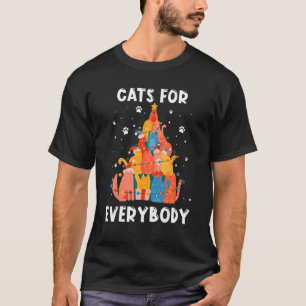 Cats For Everybodyサンタクリスマスクリスマスツリー Tシャツ