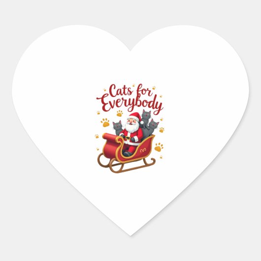 Cats For Everybody Cat Christmas Ugly Christmas Lo ハートシール (正面)