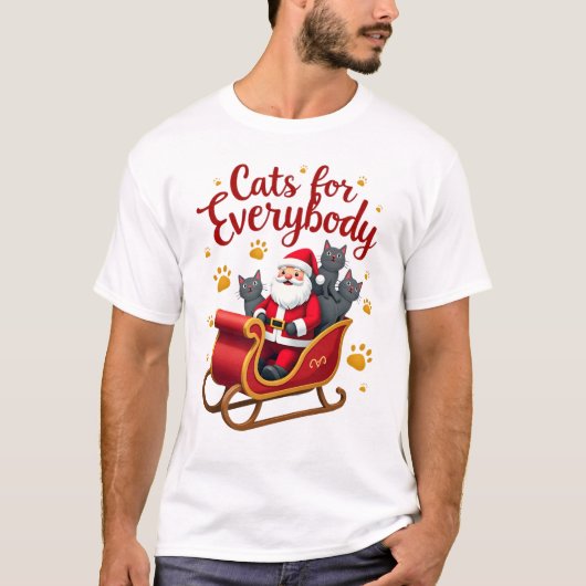 Cats For Everybody Cat Christmas Ugly Christmas Lo Tシャツ (正面)