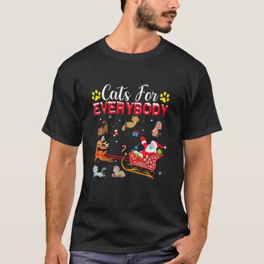 Cats For Everybody Christmas 2021 Cat Sleigh Funny Tシャツ (正面)