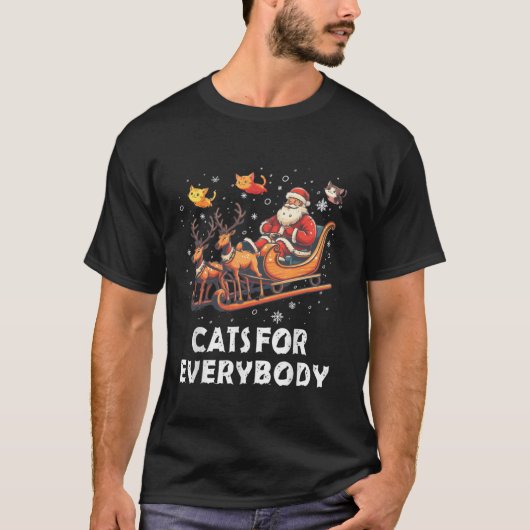 Cats For Everybody Christmas Cat おもしろいクリスマスMen Wo Tシャツ (正面)