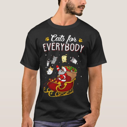 Cats For Everybody Christmas Cat Fun Christmas San Tシャツ (正面)