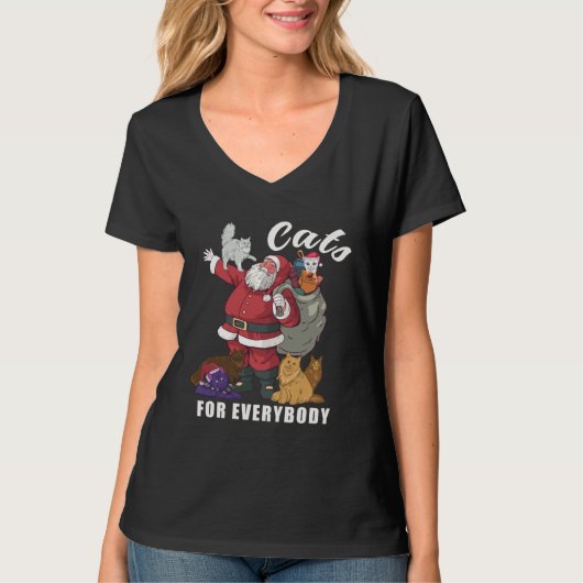Cats For Everybody Christmas Cat  Santa Tシャツ (正面)