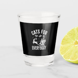 Cats For Everybody Funny Christmas Santa Cat Lover ショットグラス