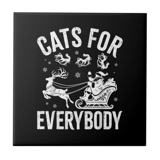 Cats For Everybody Funny Christmas Santa Cat Lover タイル (正面)