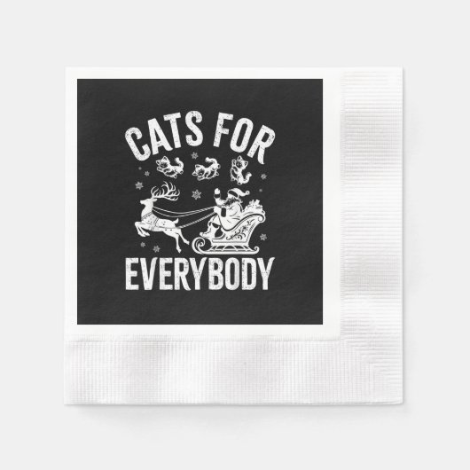 Cats For Everybody Funny Christmas Santa Cat Lover 縁ありカクテルナプキン (正面)