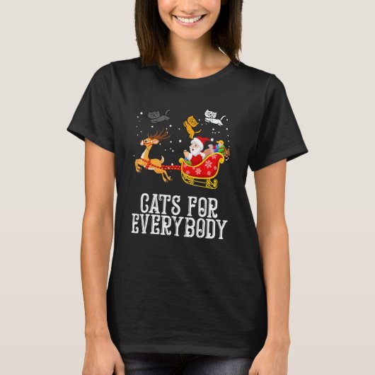 Cats For Everybody Santa  Christmas Pjs Xmas Cat Tシャツ (正面)