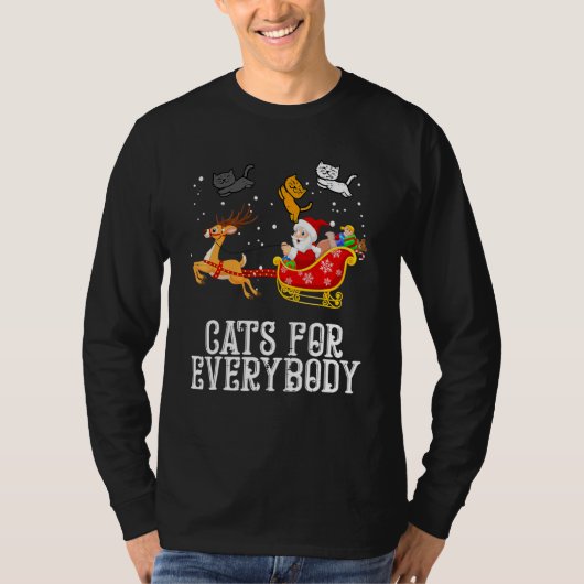 Cats For Everybody Santa  Christmas Pjs Xmas Cat Tシャツ (正面)