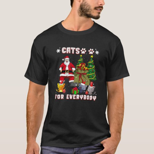 Cats For Everybody Santa Funny Christmas Pjs Xmas Tシャツ (正面)