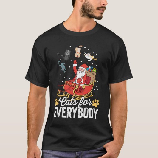 Cats For Everybody Santa Kitties Merry Tシャツ (正面)