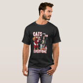 Cats For Everyoneクリスマスツリーサンタクリスマスパジャマ Tシャツ (正面フル)