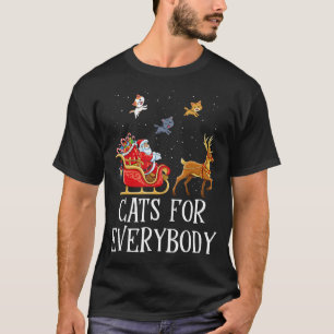 Cats For Everyone Santa Christmas PJsクリスマス女性 Tシャツ