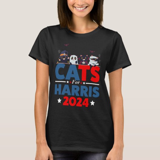 Cats For Harris 2024 - Kamala Harris Halloween Men Tシャツ (正面)