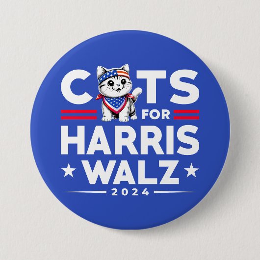 Cats for Harris Walz 2024選挙運動 缶バッジ (正面)