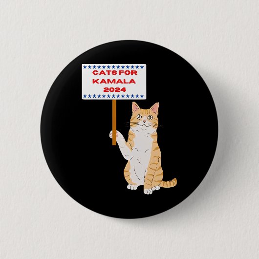Cats For Kamala Harris 2024 Usa 缶バッジ (正面)