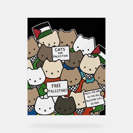 Cats for Palestine – Kawaii Cats for Justice アクリルサイン (正面)