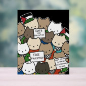 Cats for Palestine – Kawaii Cats for Justice アクリルサイン (ニュートラル)