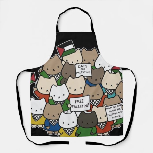 Cats for Palestine – Kawaii Cats for Justice エプロン (正面)