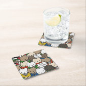 Cats for Palestine – Kawaii Cats for Justice スクエアペーパーコースター (インサイチュ)