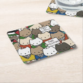 Cats for Palestine – Kawaii Cats for Justice スクエアペーパーコースター (アングル)