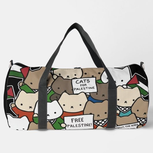 Cats for Palestine – Kawaii Cats for Justice ダッフルバッグ (正面)