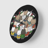Cats for Palestine – Kawaii Cats for Justice ラウンド壁時計 (傾斜)
