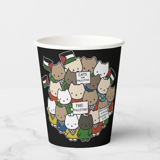 Cats for Palestine – Kawaii Cats for Justice 紙コップ (正面)