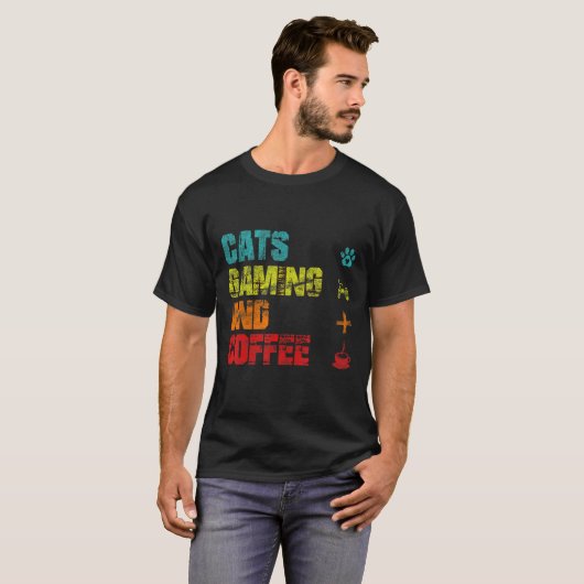 Cats Gaming And Coffee Cat S Essentials Tシャツ (正面フル)