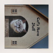 Cats Have Staff Quote Funny Cat Wearing Glasses ジグソーパズル (横)