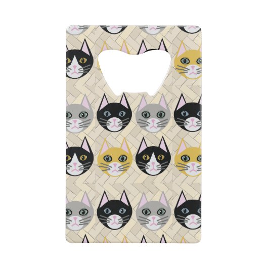 Cats Herringbone Beige クレジットカード栓抜き (正面)