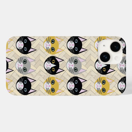 Cats Herringbone Beige Case-Mate iPhoneケース (裏面 (横))