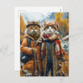 Cats in Canadian Autumn Mountains シーズンポストカード (正面/裏面)