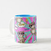 Cats in Glasses, Pop Art, by Natasha Us   ツートーンマグカップ (正面左)