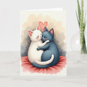 Cats In Love Hug Card カード (正面)