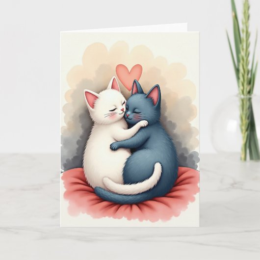 Cats In Love Hug Card カード (正面)