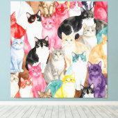 Cats in Multicolour キャンバスプリント (インサイチュ (ウッドフロア))