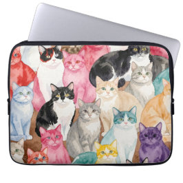 Cats in Multicolour laptop case ラップトップスリーブ