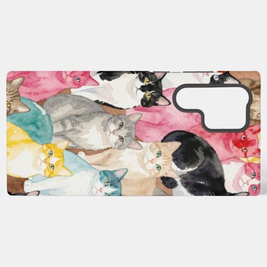 Cats in Multicolour Samsung Galaxyケース (裏面横)