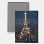 Cats in Parisエッフェルタワーat Night マグネット (正面/裏面)