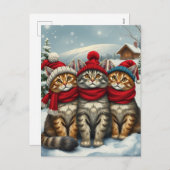 Cats in Preppy Winter Attire and Hats Winter シーズンポストカード (正面/裏面)