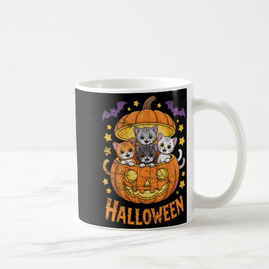 Cats In Pumpkin Cute Halloween Kitties Funny コーヒーマグカップ (右)