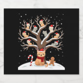 Cats In Snow Tree Winter Christmas Santa Hat X-mas スパークリングワインラベル (シングルラベル)