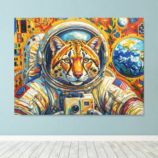 CATS IN SPACE-OCELOT 2 キャンバスプリント (インサイチュ (ウッドフロア))