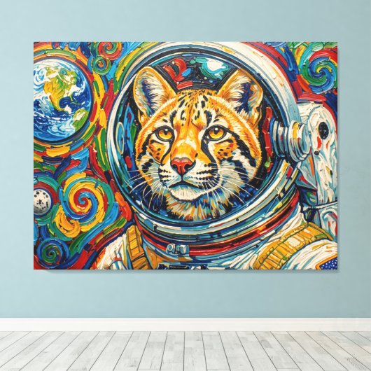 CATS IN SPACE-OCELOT 4 キャンバスプリント (インサイチュ (ウッドフロア))