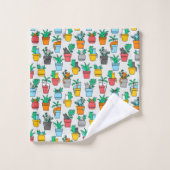 Cats in the flowerpots バスタオルセット (ウォッシュタオル)