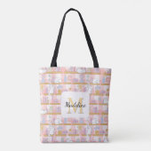 Cats in the Library Book Tote Bag Girly Pink トートバッグ (裏面)