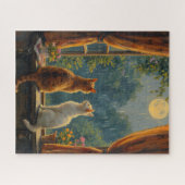 Cats looking at the moon and rain ジグソーパズル (横)