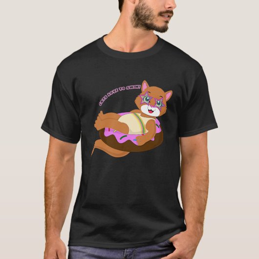 cats love to swim summer tシャツ (正面)